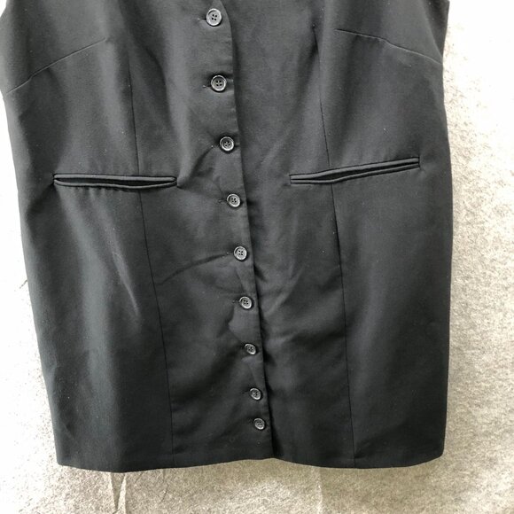H&M Button Front Mini Dress XL Black V-Neck Jacket Dress Suit Dress Formal - Picture 4 of 8
